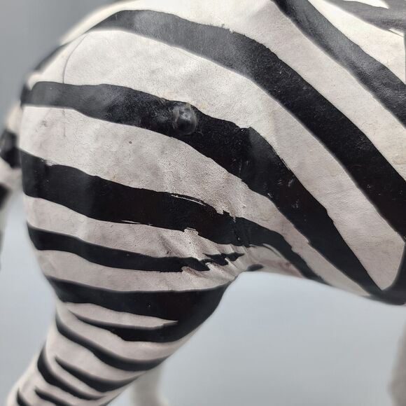 Leather Wrapped African Zebra Paper Mache Figure Statue Made In India - Picture 5 of 16
